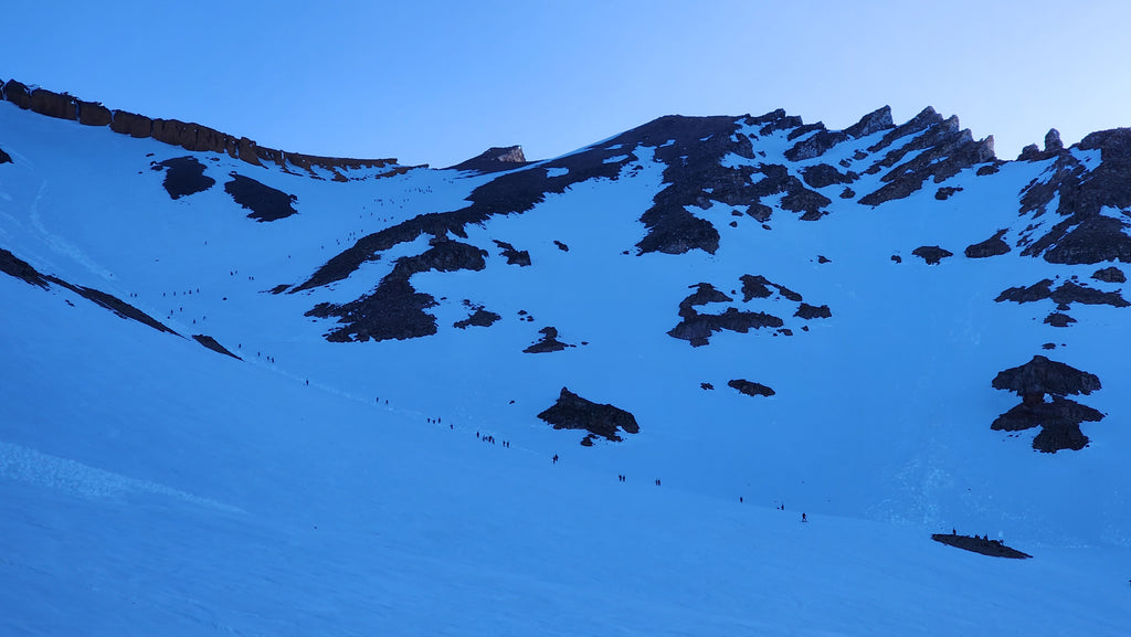 crowds on Mt Shasta's Avalanche Gulch