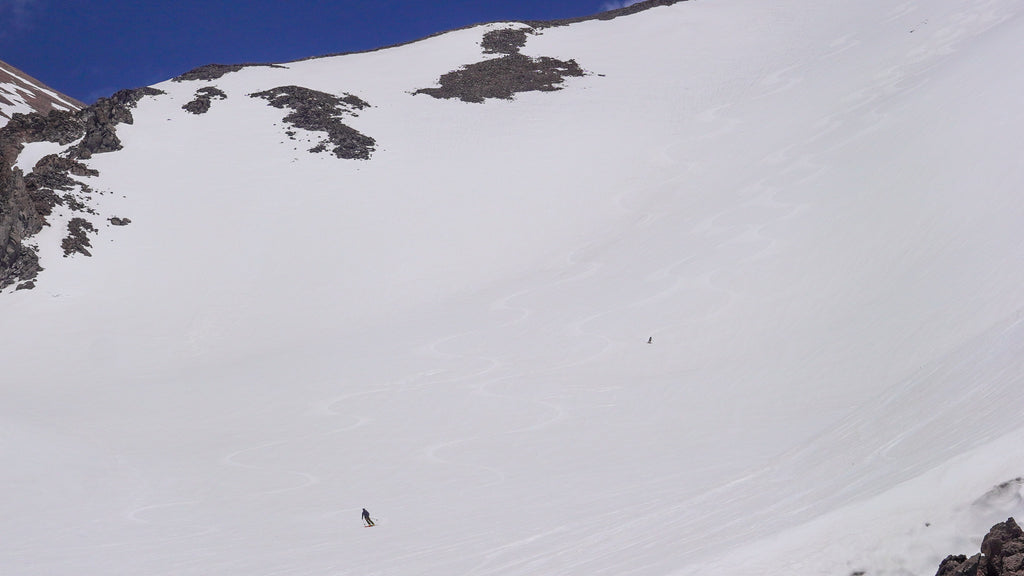 Primo corn skiing on the West Face.