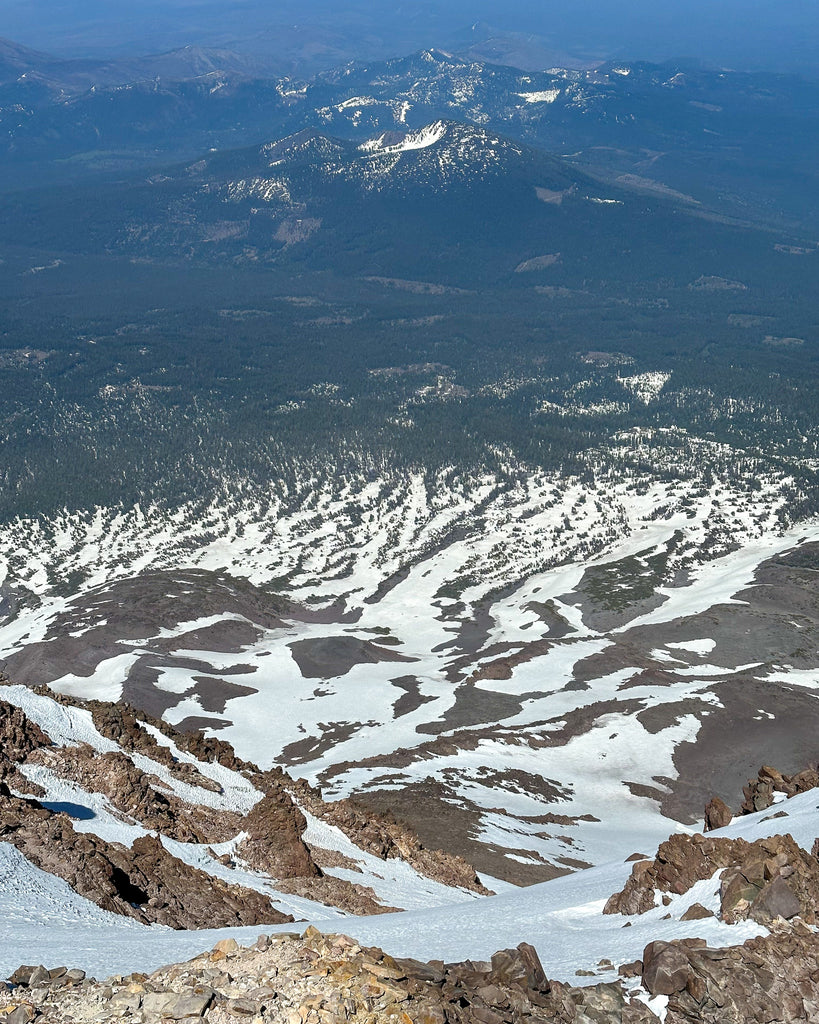 Looking down the Hotlum Wintun from the summit of Mt Shasta.  Photo: Jason Smith