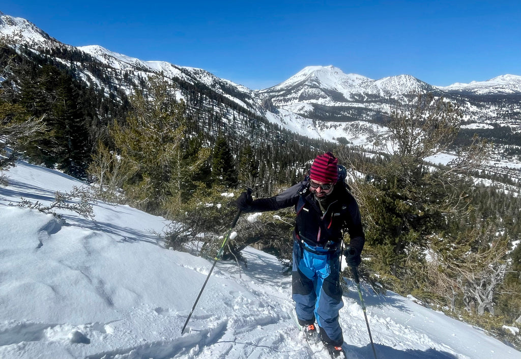 Having fun on a guided backcountry ski trip in Mammoth