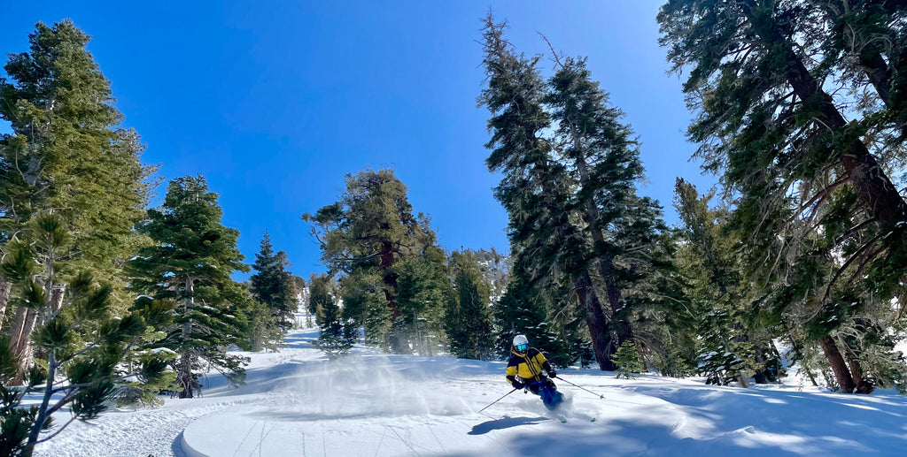 Guides finding a stash of excellent ski quality in the Mammoth backcountry