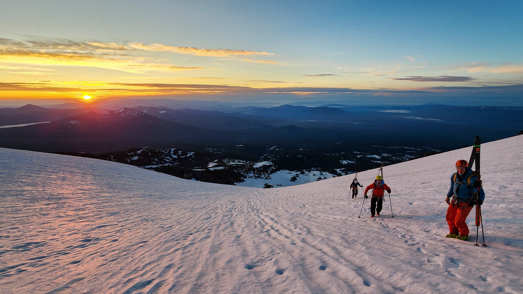 Climbing from the Clear Creek Trailhead on Mt Shasta at Sunrise