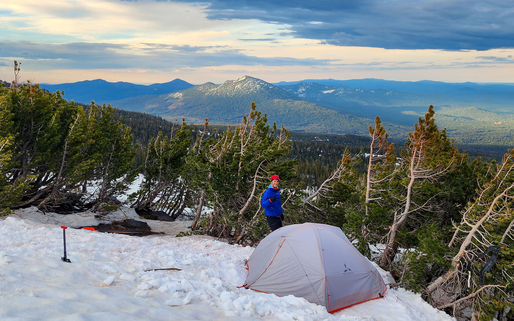 Camp at 8300' on the Clear Creek route. Photo: Zeb Blais.