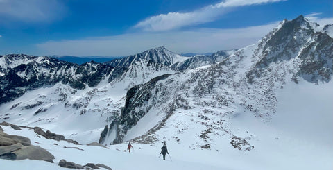 skier snowboarder ski touring backcountry Eastern Sierra mountaineering Pipsqueak Spire