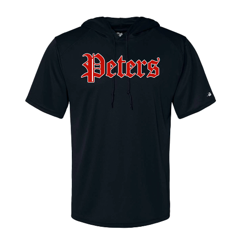 Peters Vintage Red and White Outline B-Core Performance Hooded Tee