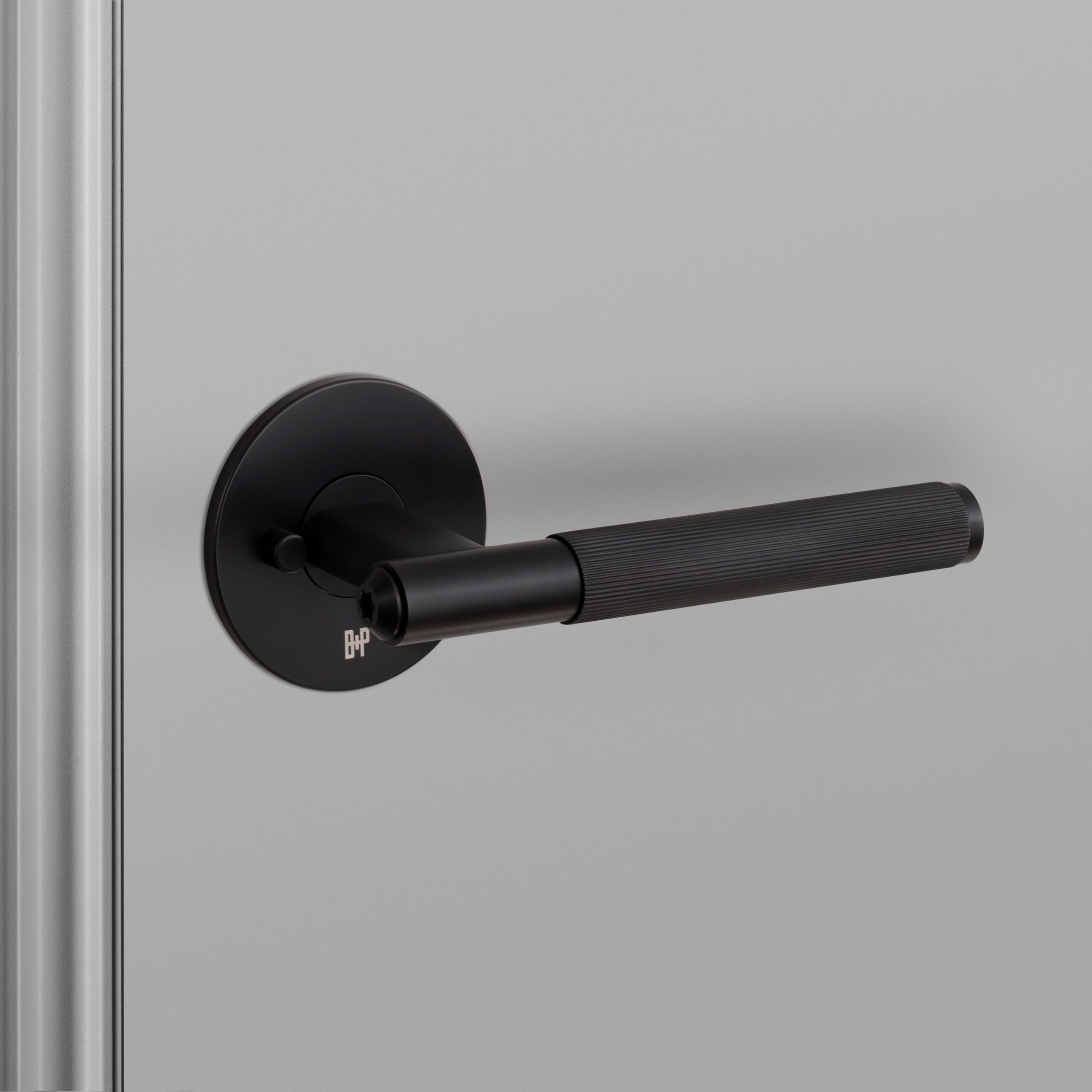 Buster + Punch Conventional Door Handle, Linear Design - Fixed Type, Welders Black