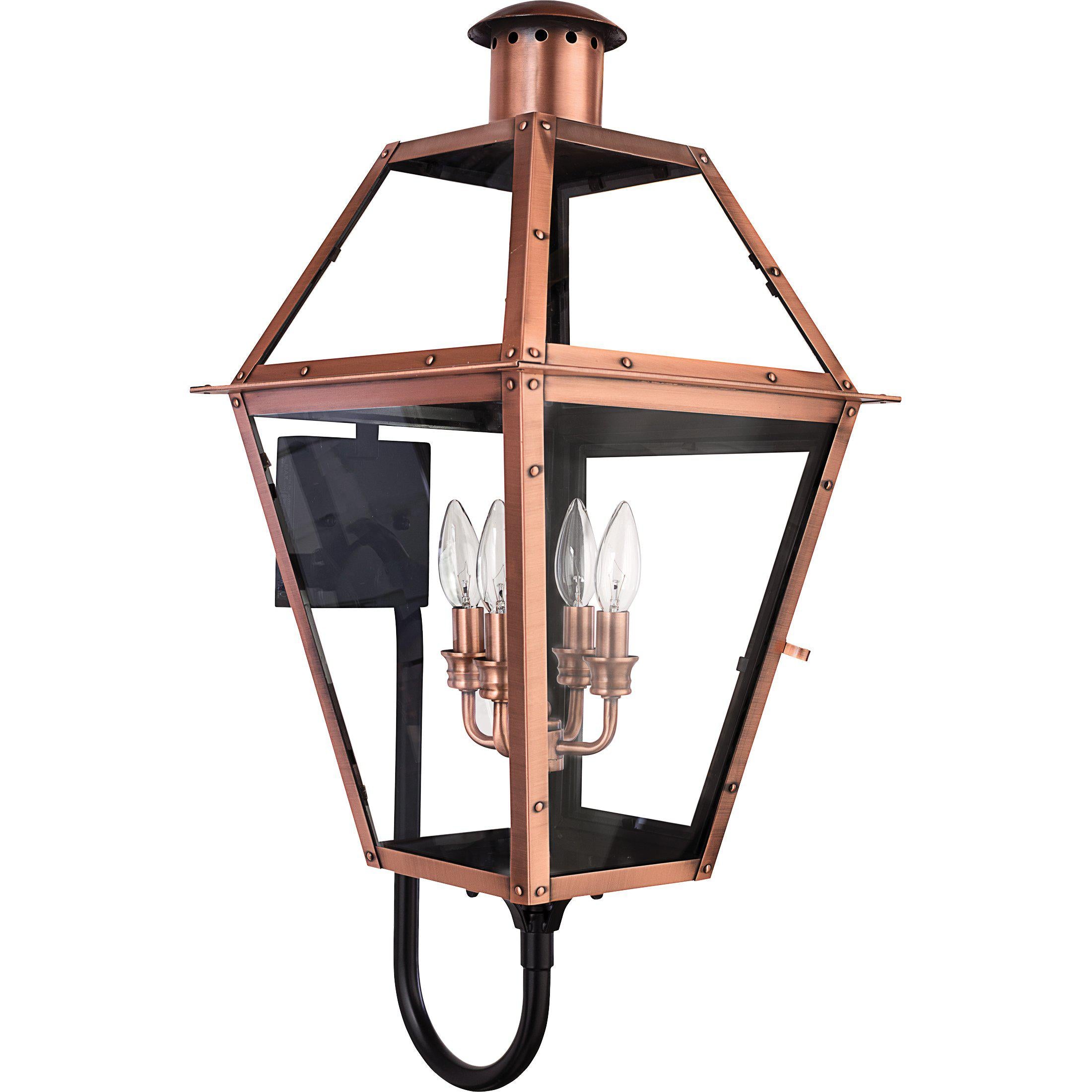 Charleston N Series Copper Gas or Electric Yoke Mounted Hanging Lantern