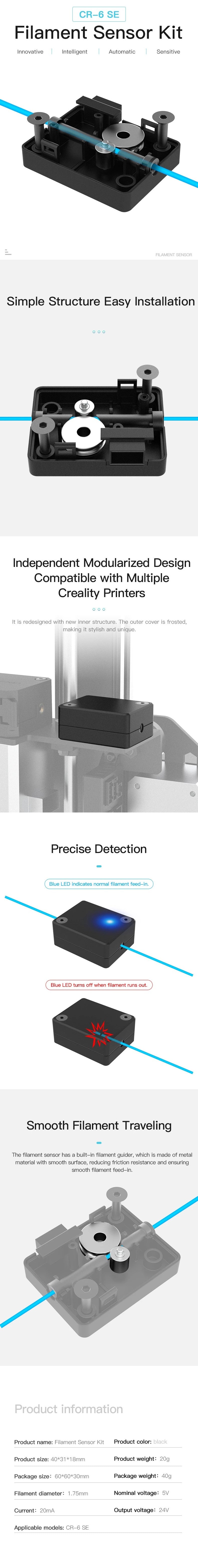 Creality 3D® CR-6 SE Filament Runout Detection Sensor