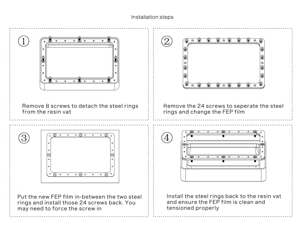 Anycubic SLA/LCD FEP Film Installation Steps 1-4