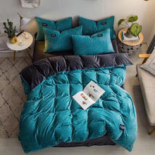 Crystal Velvet Coral Fleece Bedding Sets Solid Color Wavy Stripes