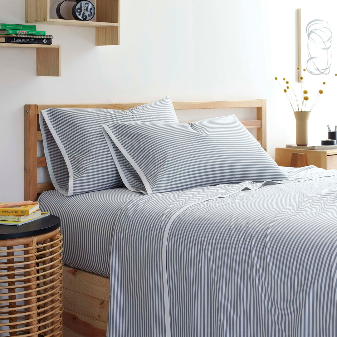 Drew Stripe Silver-Infused Antimicrobial Comforter 5 Piece Set –