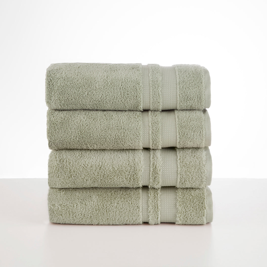 Ring Spun Cotton Bath Towels for Family, Set of 4, Mint Green