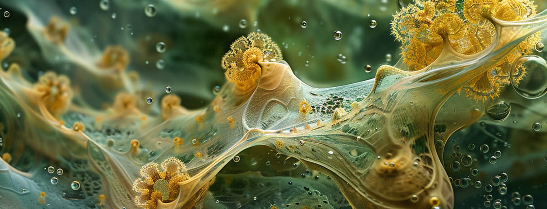 mikroskopisk bild på alger genererad av AI