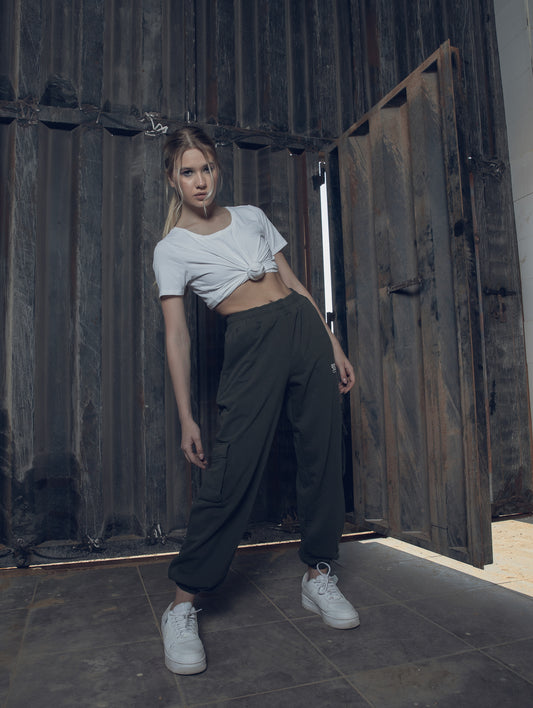 Olive Green Flare Sweatpants (Women) – PSYCH Online Store