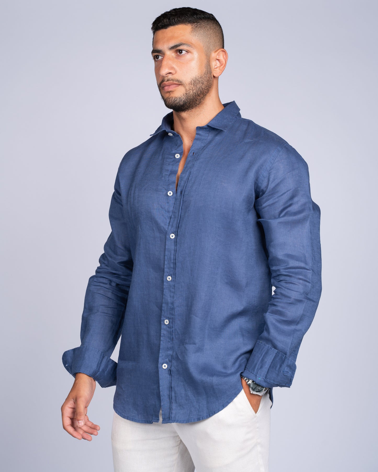 Navy Blue Linen Shirt – PSYCH Online Store