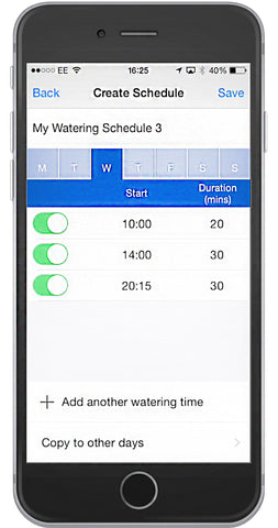 Hozelock App Creating Schedules