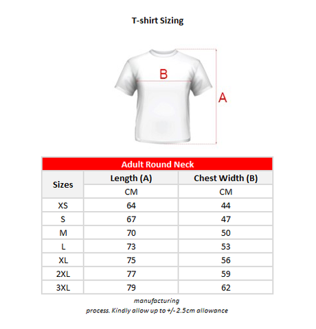 Size chart for t-shirt