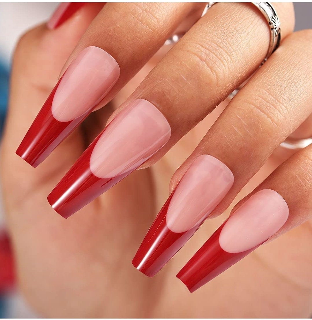 red on red french manicure