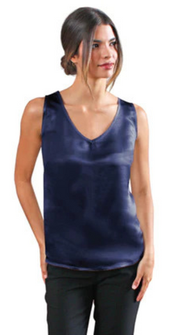 Silk Blouse Sleeveless V Neck Tank Top