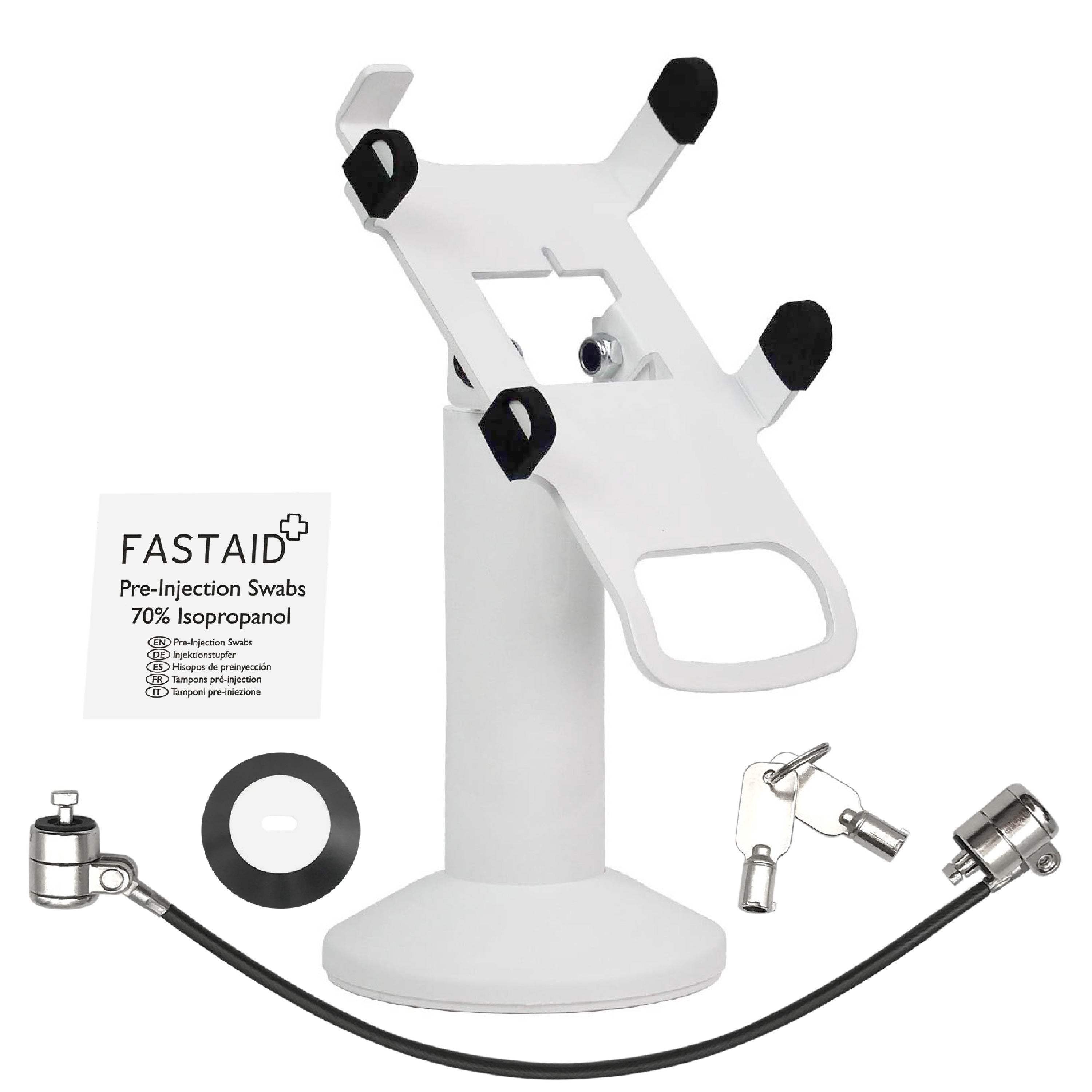 Dejavoo Z3 & Dejavoo Z6 Swivel and Tilt Stand with Device to Stand Security Tether Lock, Two Keys 8" (White)