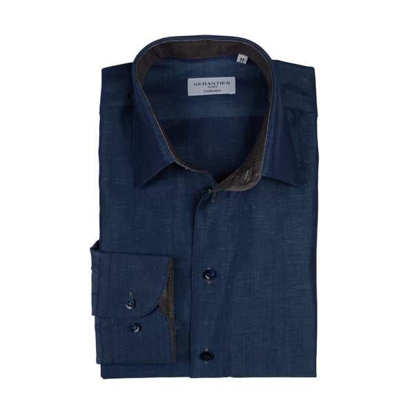 Gary Shirt Cotton Linen - Blue – SEBASTIEN JAMES