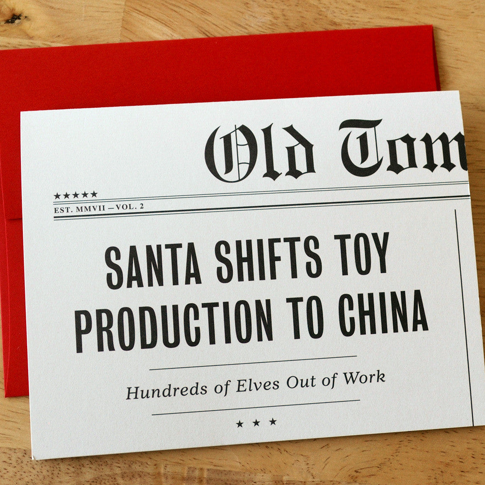 Santa Shifts Headlines Card - Boxed set of 6