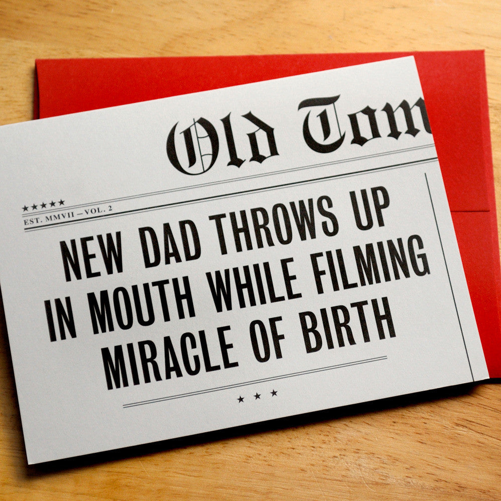 New Dad Throws Up Headlines Card