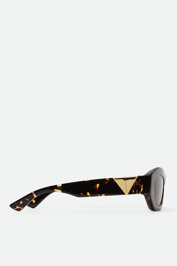 BOTTEGA VENETA BOLD CAT-EYE SUNGLASSES IN NUDE AND BROWN