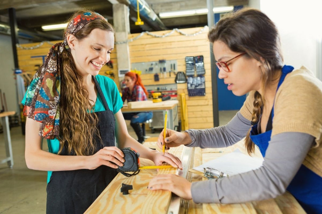 Student and Instructor in a makerspace environment