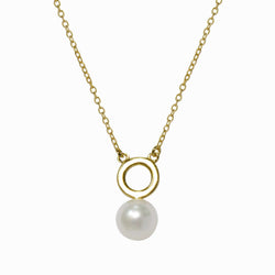Full Circle Gold Pearl Necklace