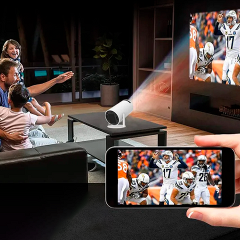 Projetor portatil Smart TV 4K orginal Cinemax cinema jogos filmes loja deepbel