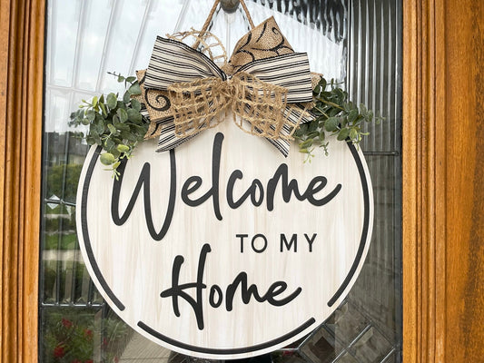 Welcome to our Home Door Sign, Engraved Personalization – DeluxHub