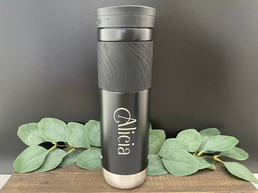 Custom Travel Coffee Mug, Laser Engraved, 16 oz Stainless Steel – DeluxHub