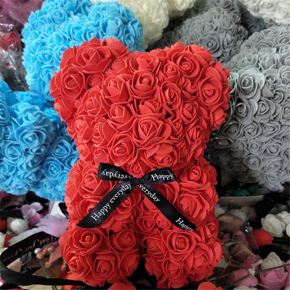 roses shaped into a bear