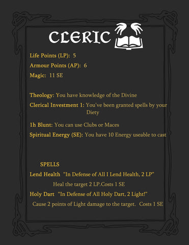 Pre-Made Cleric Character