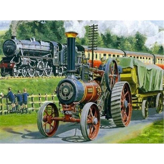 Train Falcon de Luxe Full Steam Ahead Trains Paint By Numbers Kit Painting