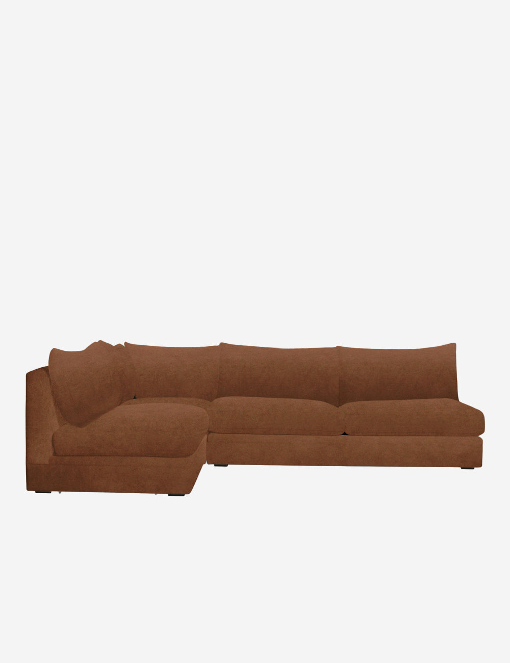 Winona Armless Sectional Sofa, Rust Velvet