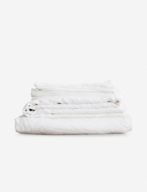 Linen Fitted Sheet - White- CULTIVER- USA