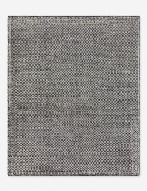Costa Black + Off-White Grid Wool Area Rug