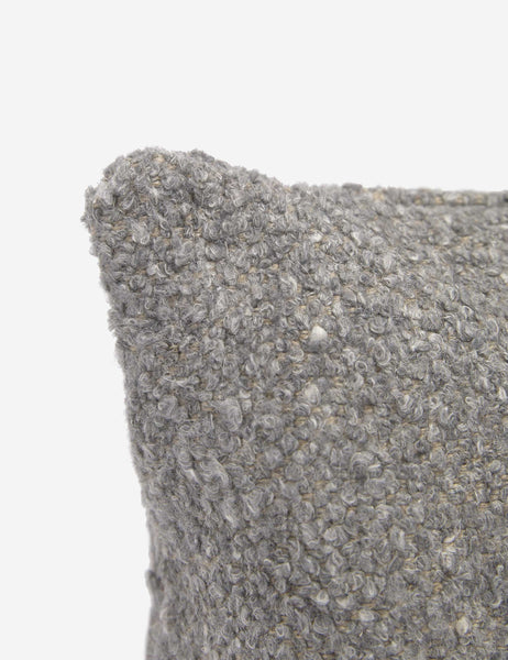 #color::slate #size::20--x-20- | Corner-shot of the manon linen slate gray square boucle pillow