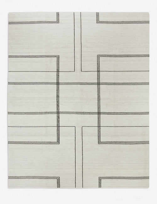 Costa Black + Off-White Grid Wool Area Rug