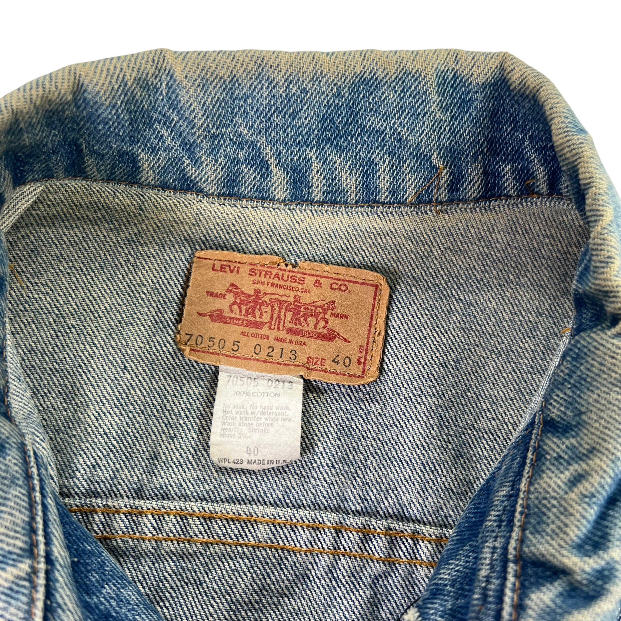 Vintage 80s Levi's 70505 0213 WPL 423 faded denim jean jacket (40) – The  Retro Recovery