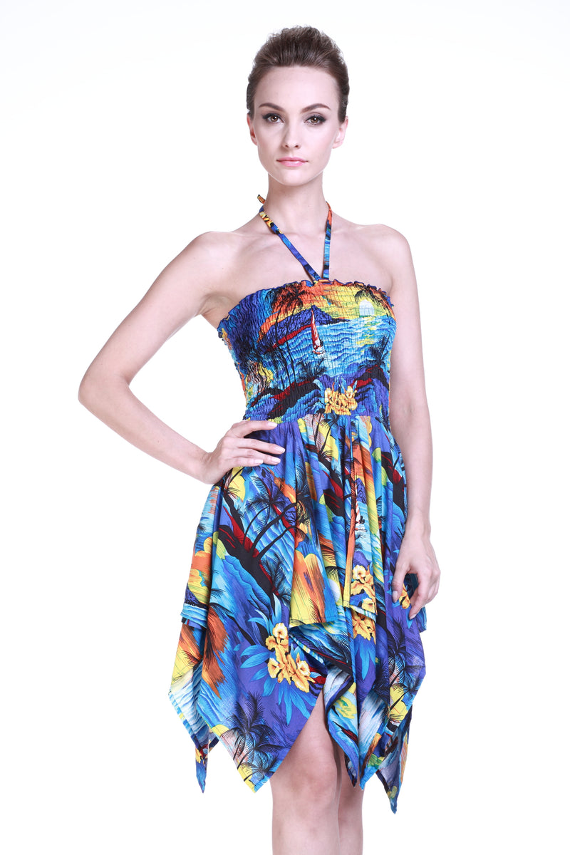 Gypsy Dress Hawaiian Dress Luau Dress Fairy Dress in Blue Sunset ...