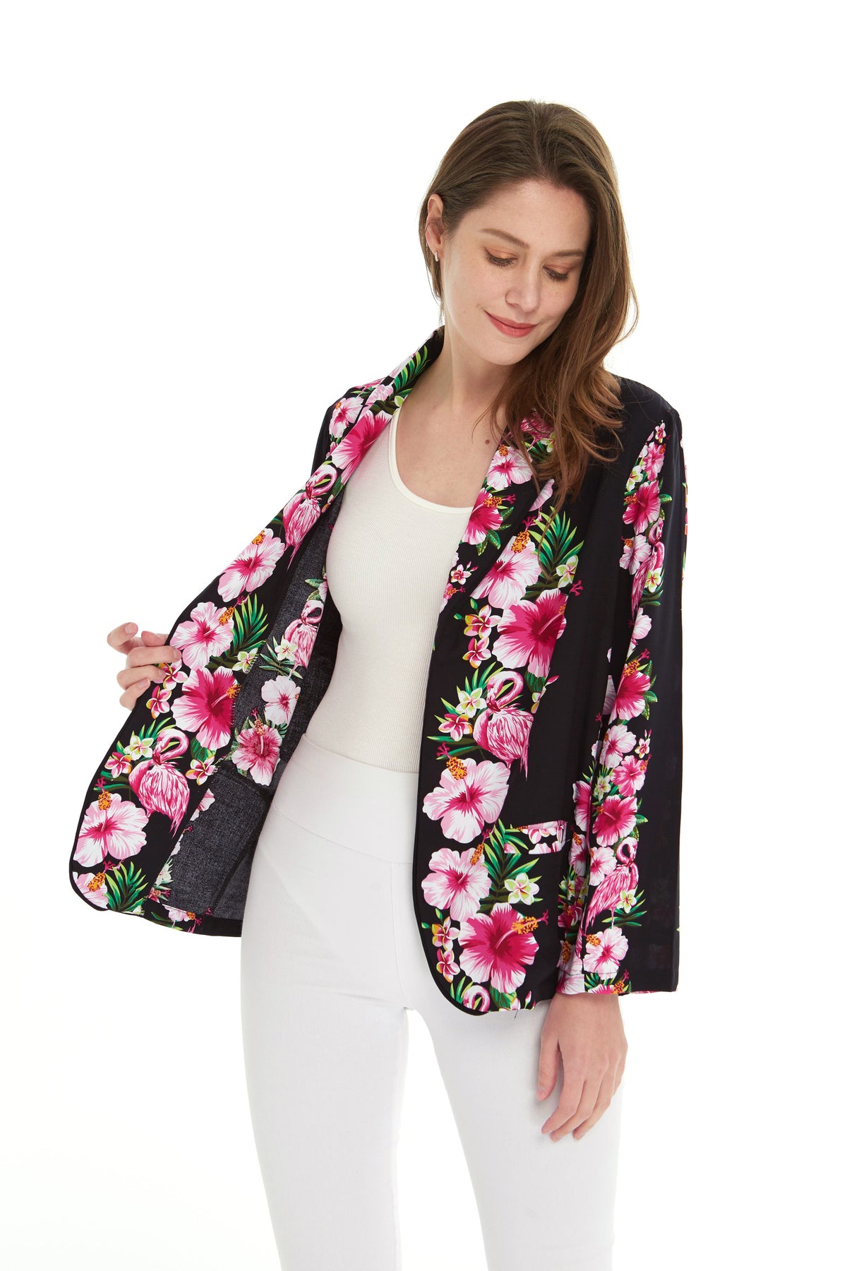 Women Light Weight Rayon Casual Open Front Jacket Cardigan Pink ...