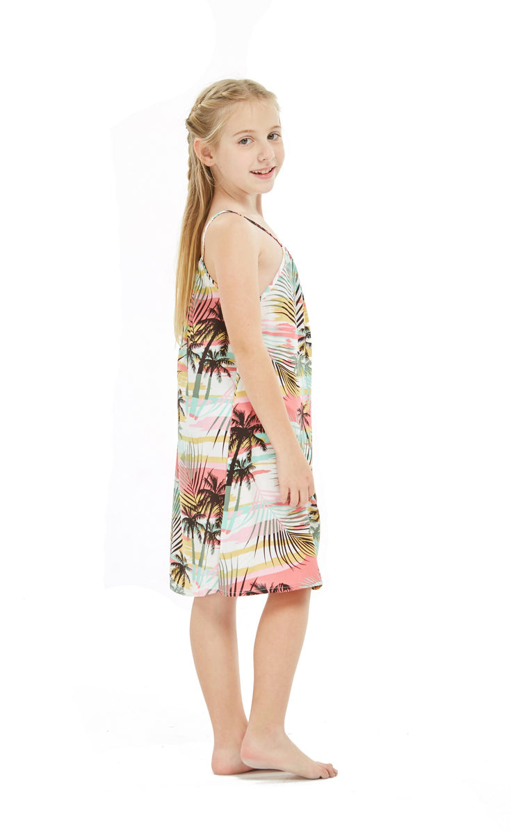 Girl Hawaiian Round Neck Dress in Neon Sunset Size 10 – Hawaii Hangover