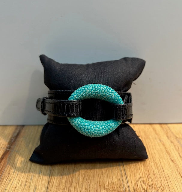 Black Bracelet With Teal Insert