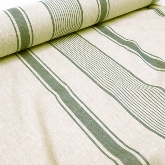Heavy Weight Softened Linen Fabric by the Yard 265g/m2 - Upholstery Striped French Style 100% Flax Material -  Fabric by the Meter