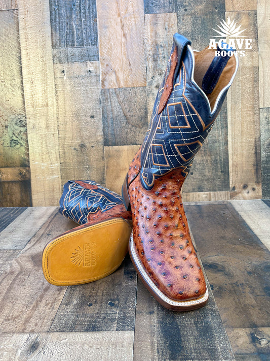 XTOE Cognac Ostrich Boots