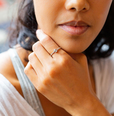 Jeweller's Loupe Faith Salt and Pepper Diamond Ring in Silver 