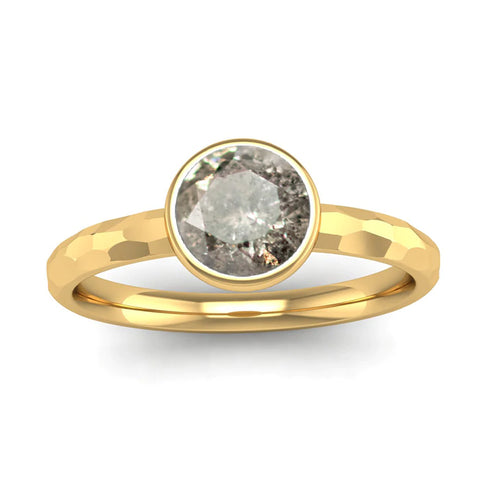 Jewellers Loupe Joy Salt and Pepper Diamond Ring in Yellow Gold 